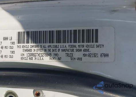 2014 Ram 1500 Slt from USA, damaged, VIN 1C6RR6GTXES278049